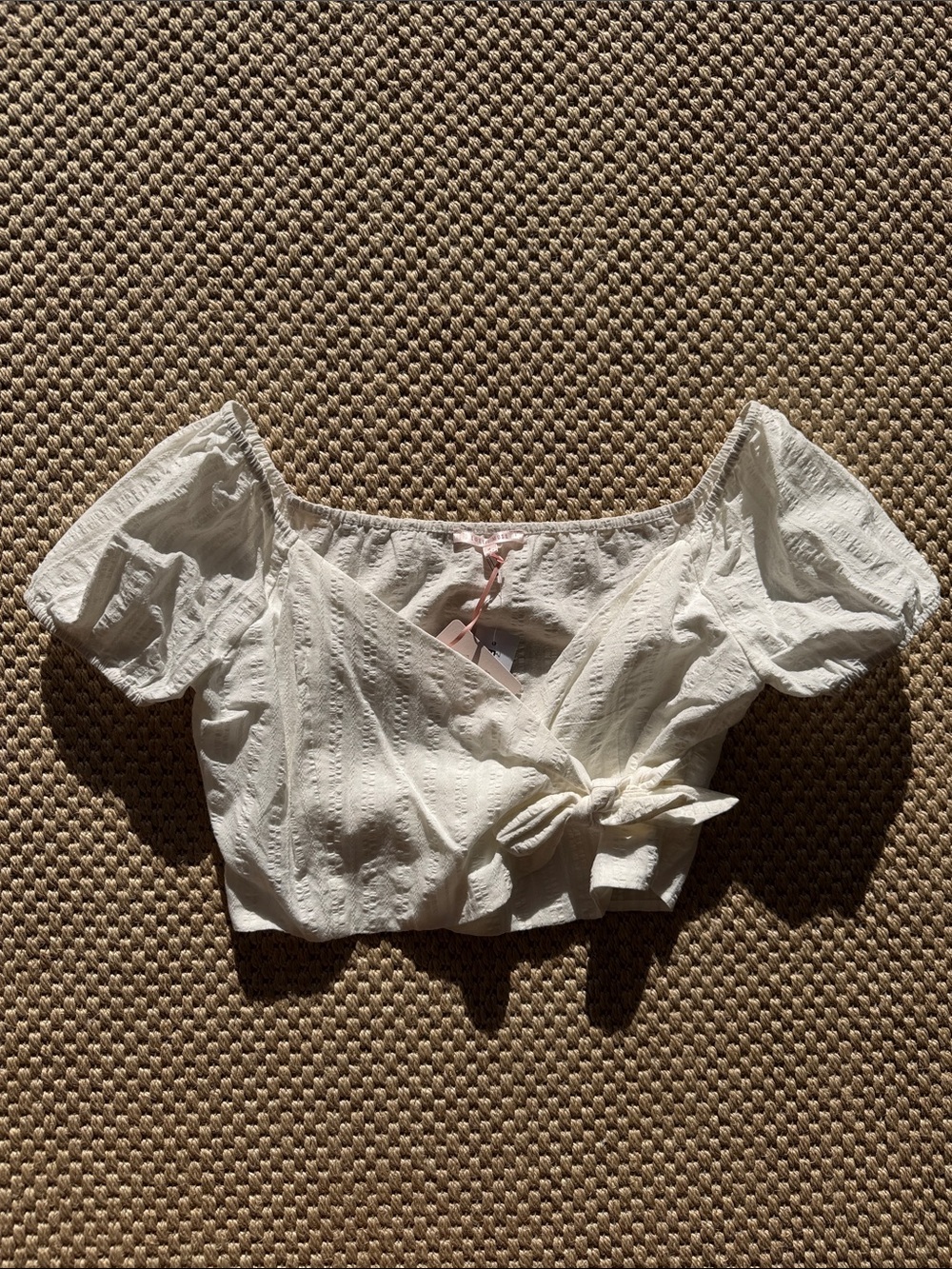 Lottie Moss White Tie-Front Crop Top size medium